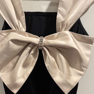 Express Black and Cream Bodysuit with Bow Detail